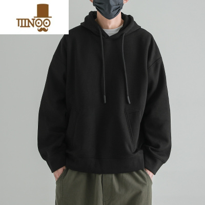 YANXU连帽卫衣男潮牌ins长袖纯色上衣美式帽衫情侣宽松外套