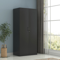 臻远钢制阳台柜双门更衣柜储物柜曜石黑 防锈防晒
