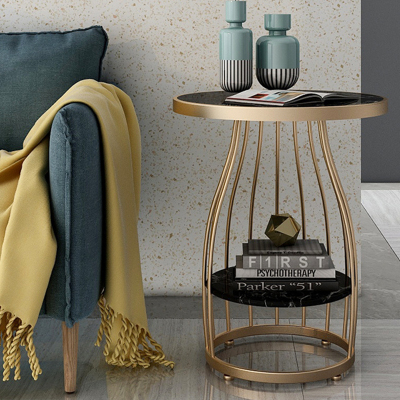 森美人沙发边几北欧大理石客厅轻奢角几小圆桌茶几现代简约铁艺阳台桌子