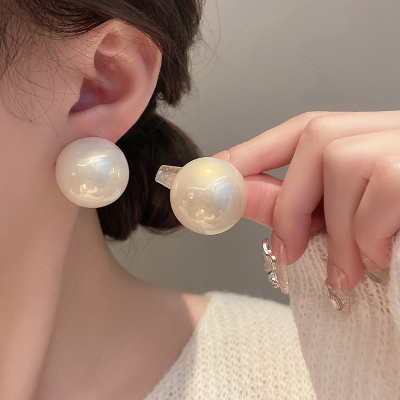 纯银针珍珠耳钉女法式简约2023新款洋气百搭轻奢简约耳环耳饰送女朋友老婆情人节七夕生日礼物
