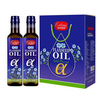 亚麻籽油500mlx2瓶礼盒装冷榨一级食用油