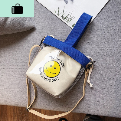 可爱透明果冻斜挎包包2019新版冬天小清新网红同款笑脸单肩水桶包NEW LAKE女斜挎包