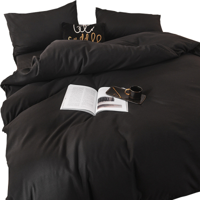 美帮汇被套四件套男生时尚 简约铺盖套三件套学生寝室90床单 个性黑