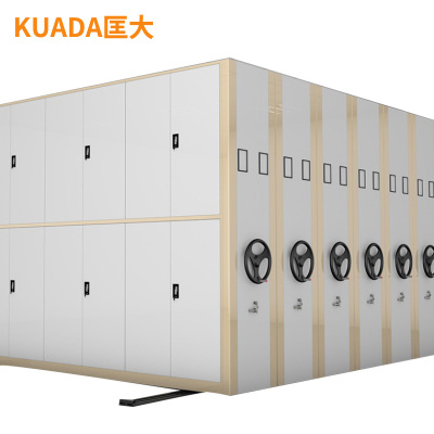 匡大 密集架 手动轨道文件柜 移动资料柜咖白色