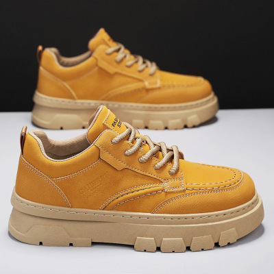 时尚简约车缝线马丁靴男士秋季新款透气轻便舒适轻休闲系带低帮靴