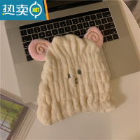 敬平小白兔几可爱卡通短耳朵干发帽干发擦头毛巾吸水速干加厚包头 米白 小羊