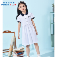 [1件3折]铅笔俱乐部童装2025夏装新款女童翻领连衣裙儿童学院风甜美裙子