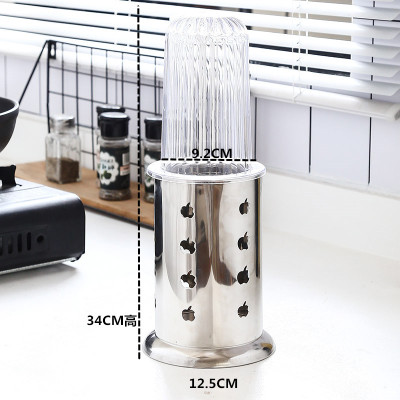 不锈钢筷子筒有盖餐厅快笼子防尘筷子筒饭店插筷子筒带盖筷笼 敬平 苹果孔(带盖子)底部多孔沥水