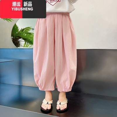 YIBUSHENG女宝宝季新款时尚休闲裤女娃娃洋气韩版防蚊裤轻薄透气束脚裤潮