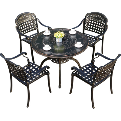 易企采 户外铸铝桌椅防水阳台组合套装创意别墅室外庭院花园铁艺桌椅休闲户外桌椅