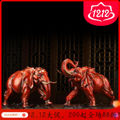 家柏饰(CORATED)全铜大象摆件一对大号铜象铜吸财瑞象