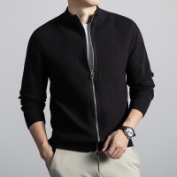 男士针织开衫外穿毛衣秋冬立领拉链商务通勤休闲保暖外套男