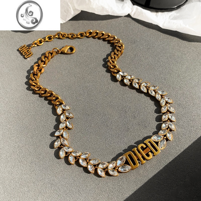 JiMi水晶麦穗项链女夏气质欧美黄铜颈链小众设计高级感ins锁骨