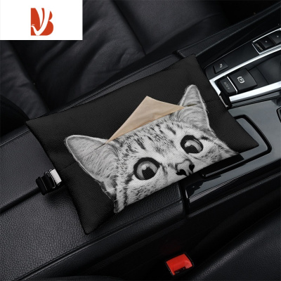 三维工匠北欧猫 车载纸巾盒抽纸盒车内挂式纸巾套扶手箱遮阳板通用奔驰 车载抽纸-北欧猫1