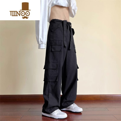 YANXU美式复古多口袋工装裤男宽松直筒垂感夏季百搭休闲阔腿长裤子男款