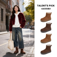新款冬季加绒加厚雪地靴女款厚底瘦瘦短筒靴休闲复古棉鞋短靴