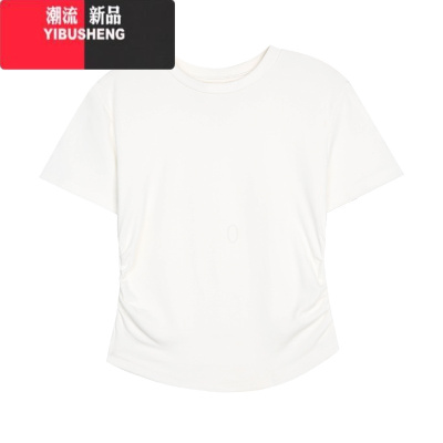 YIBUSHENG季2024年新款修身显瘦圆领白色短袖T恤短款辣妹上衣女打底衫潮