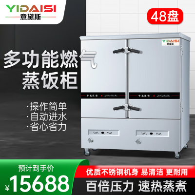 意黛斯(YIDAISI)燃气蒸饭柜YDS-RX-48商用蒸饭车蒸饭箱蒸包机食堂学校餐厅厨房蒸箱蒸柜48盘 天然气/液化气