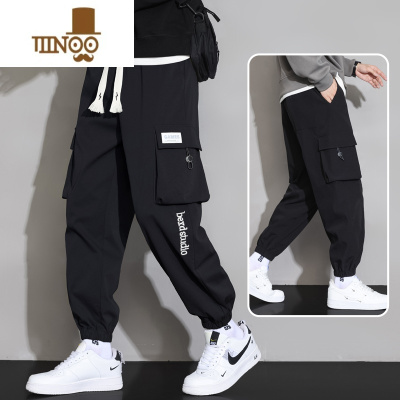 YANXU束脚工装裤子男士款痞帅潮牌宽松哈伦青少年秋季运动休闲长裤
