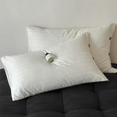 60支长绒棉枕套一对提花贡缎纯棉枕头套48x74cm单人全棉枕芯套