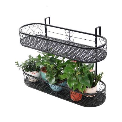 家柏饰(CORATED)阳台花盆挂架花架置物架铁艺多层挂式花盆架多肉装饰室内花架子 双层方形60*20*12CM