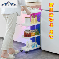 夹缝收纳柜置物架厨房卫生间浴室窄边柜带脚轮移动手推落地置物架 三维工匠