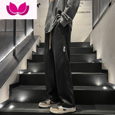 七斓日系简约工装裤潮牌ins百搭学生男士裤子春季休闲直筒宽松阔腿裤