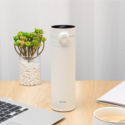 全格 弹盖温显保温杯BW401米白