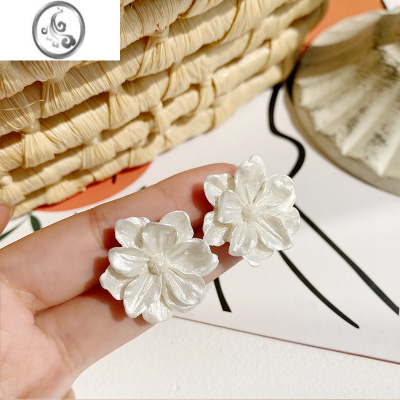 JiMi「梵制」山茶花银银耳钉女款超仙气质耳环2023新款高级感精致耳饰