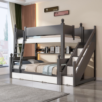 欧梵森 橡胶木儿童床男女孩现代双层上下子母床小户多功能实木高低床儿童高低床儿童家具小孩床卧室上下母子床