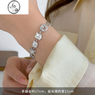 JiMiXIGN姜饼人手链925银银女ins轻奢小众高级感手镯春夏女生闺蜜手环