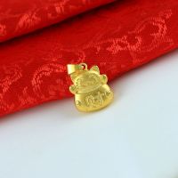 招财进宝仿黄金色吊坠招财福猫直播沙金款女项链坠子工厂直销送女朋友老婆情人节七夕生日礼物