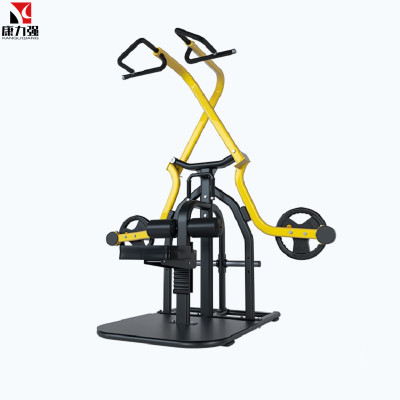 康力强商用剪刀高位下拉训练器多功能分动式双轨交叉坐姿高拉健身房专用(剪刀高位下拉训练器裸机+80KG杠铃片)