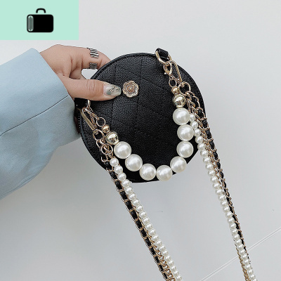 上新质感小包包女包2020新款潮网红时尚珍珠链条斜挎包百搭小圆包NEW LAKE女斜挎包