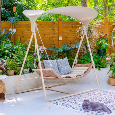 秋千户外别墅院子双人摇椅露台庭院网红露台花园室外带顶秋千吊椅