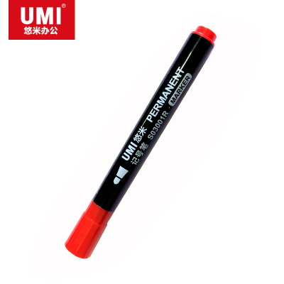 悠米 简约单头记号笔3mm S03001R 红10支/盒 3盒装