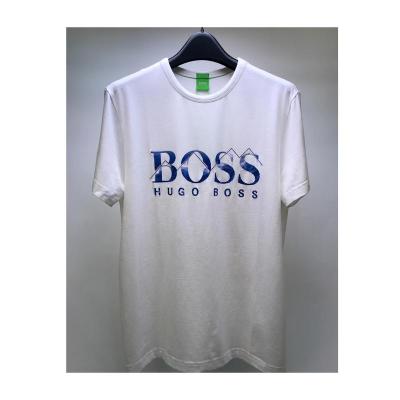 Hugo boss白色短袖圆领男士运动T恤舒适棉氨纶面料设计
