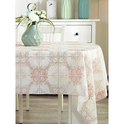 家柏饰(CORATED)可折叠伸缩桌椭圆形桌布防水防烫防油免洗PVC蕾丝欧式茶几餐桌布