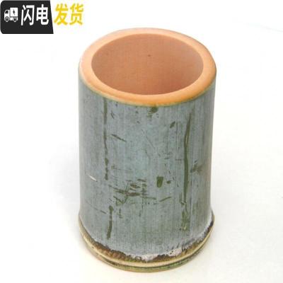 三维工匠笔筒简约原生态青皮竹笔筒办公用品纯手工毛笔竹筒文房用品 外径10~11cm高15cm
