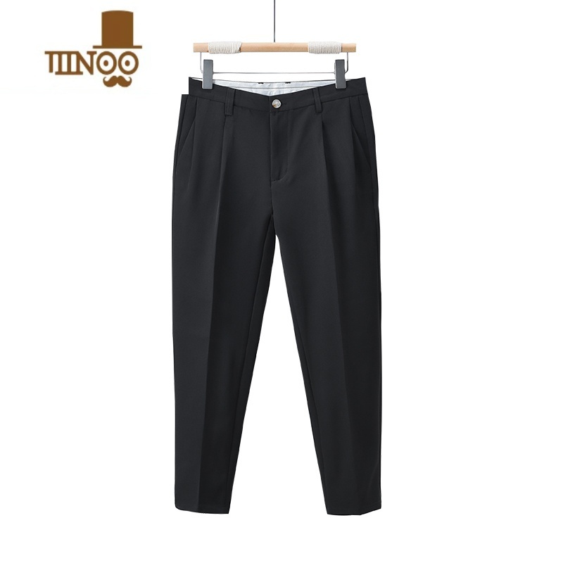 YANXU夏季休闲九分裤男西裤微阔韩版垂感男士坠感西装裤锥形凉感长裤子