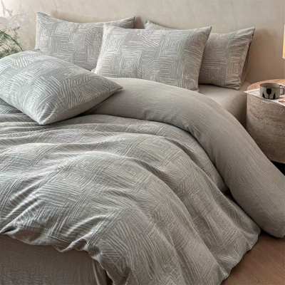 A类母婴级简约纯棉麻四件套亲肤柔软自然透气床单被套床品套