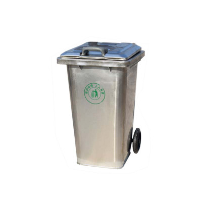 铭威盾户外240L不锈钢环卫挂车垃圾桶大号带轮120升环保市政物业果皮箱[1.2厚度+橡胶轮]100L不锈钢