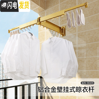 三维工匠阳台折叠晾衣架壁挂式隐形窗台窗外室内晒衣架户外伸缩晾衣杆 [耀光金]双向折叠·20年保修 大