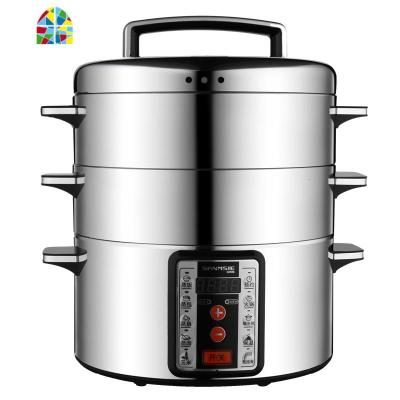 山姆斯32cm多功能家用商用不锈钢多层大容量电蒸锅电蒸笼 FENGHOU 标配(2蒸层+底锅)