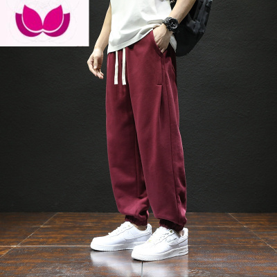 七斓男士大码运动裤松紧腰宽松束脚学生胖子休闲裤加肥加大男裤潮