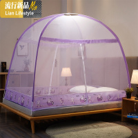 拆洗折叠免安装蒙古包蚊帐可装风扇家用加厚底部帐篷式防尘透明 三维工匠