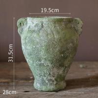 家柏饰(CORATED)手工陶罐粗陶花盆花瓶 多肉大口陶盆复古花器土陶红陶插干花 双耳花盆(大号) 大