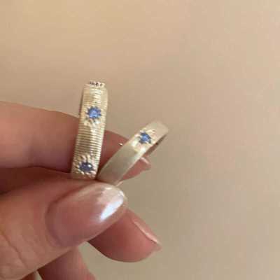 甜美海蓝锆石开口戒指女轻奢星芒指环甜酷叠戴气质百搭食指戒饰品送女朋友老婆情人节七夕生日礼物