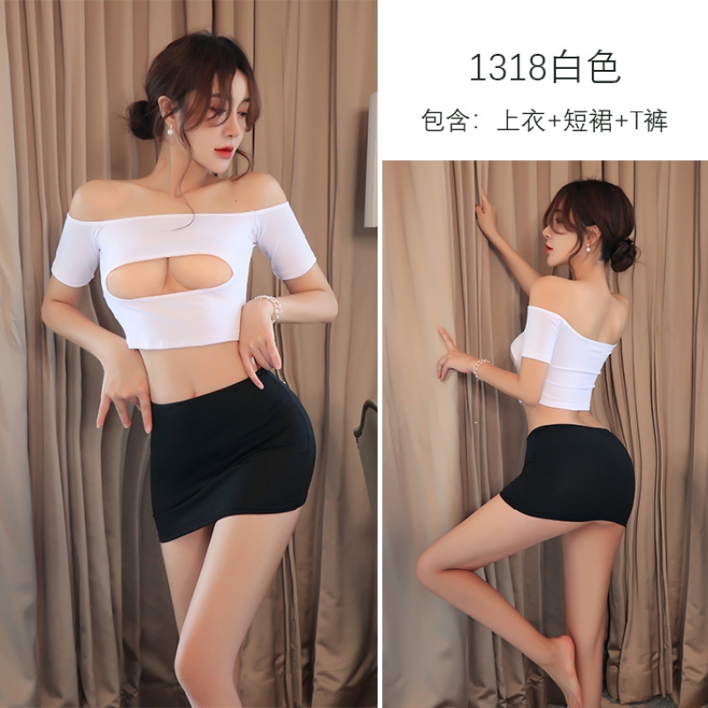 长夜漫漫情趣内衣女免脱紧身秘书制服性感尤物开胸包臀夜店装1318