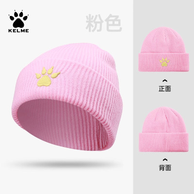 冬季针织帽大头围毛线帽防寒保暖 儿童-粉色帽子